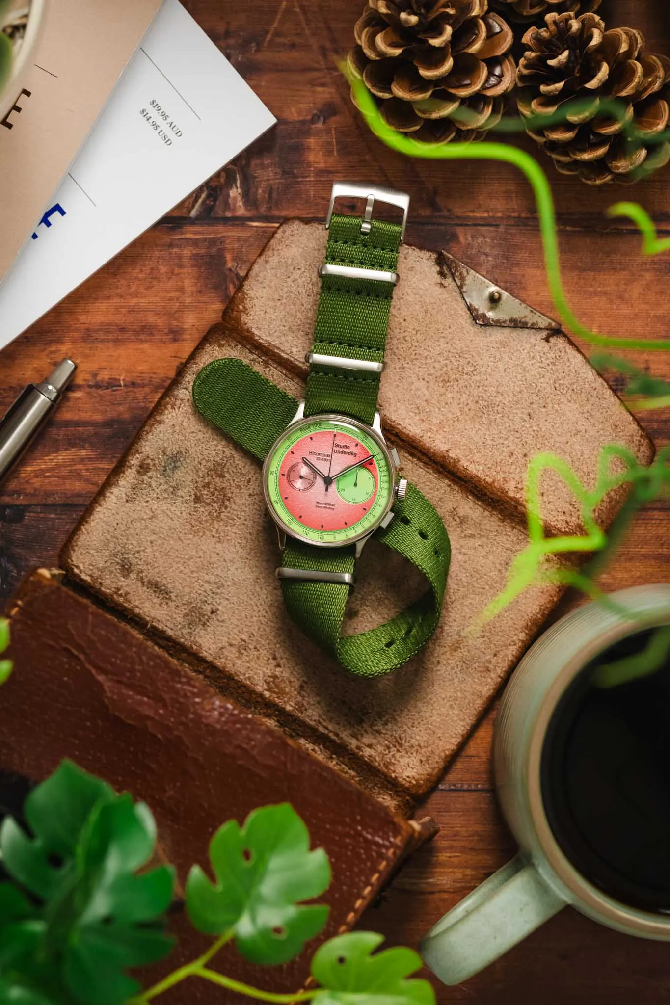 Premium Nylon Watch Strap in GREEN with Brushed Hardware