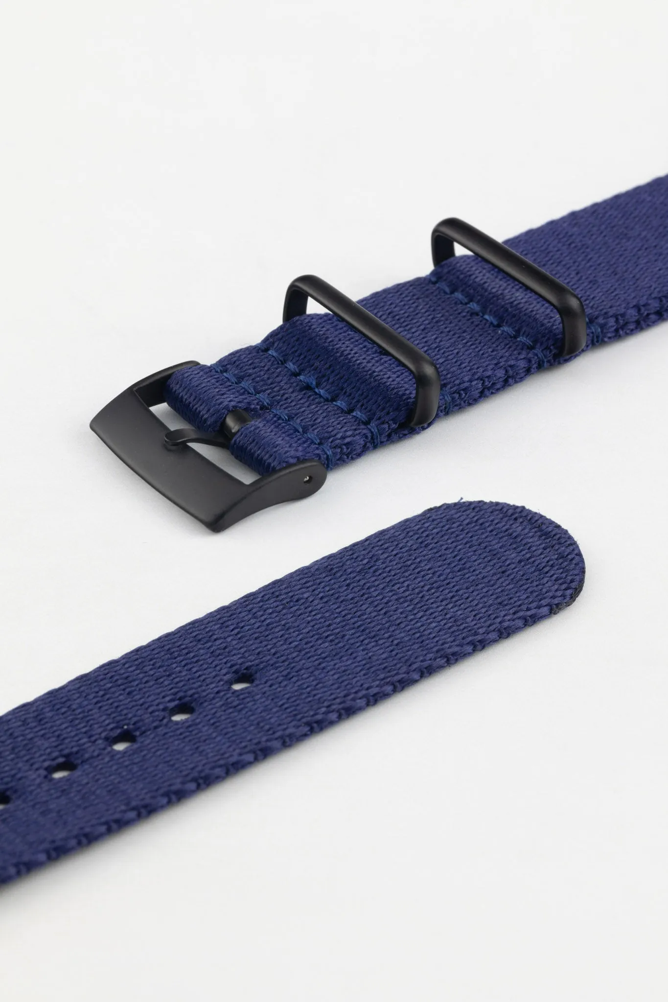 Premium Nylon Watch Strap in NAVY BLUE with Black PVD Hardware