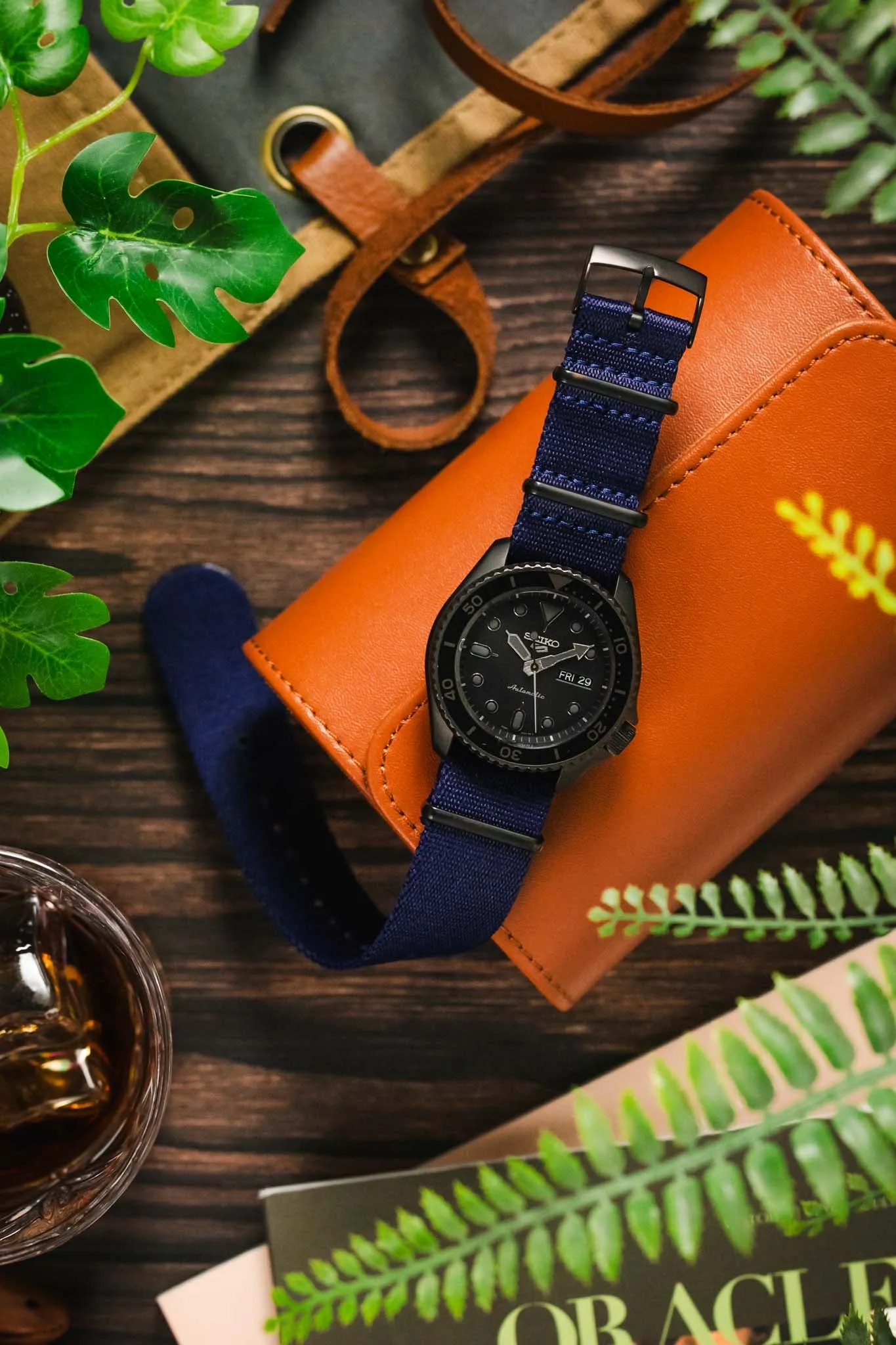 Premium Nylon Watch Strap in NAVY BLUE with Black PVD Hardware