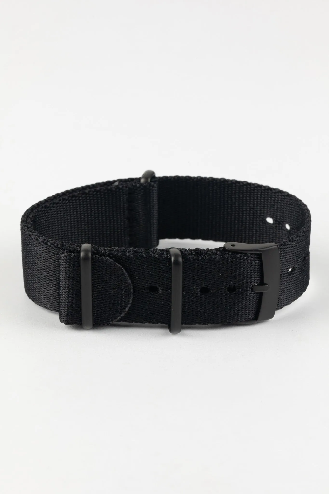 Premium Nylon Watch Strap in SOLID BLACK with Black PVD Hardware