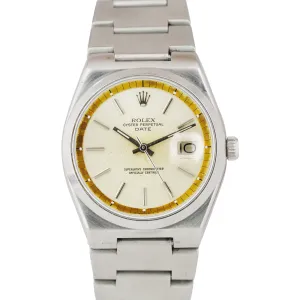 RARE 1977 Rolex Oyster Perpetual Date Stainless 36mm Silver Patina Watch 1530
