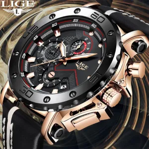 Relogio Masculino 2020 New LIGE Sport Chronograph Mens Watches Top Brand Casual Leather Waterproof Date Quartz Watch Man Clock
