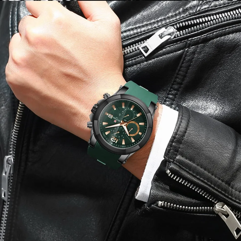 REWARD Men's Watches Waterproof Chronograph Sport Quartz Wristwatch With Silicon Strap