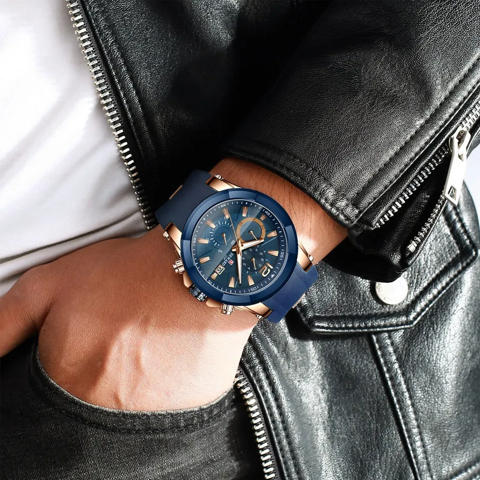 REWARD Men's Watches Waterproof Chronograph Sport Quartz Wristwatch With Silicon Strap