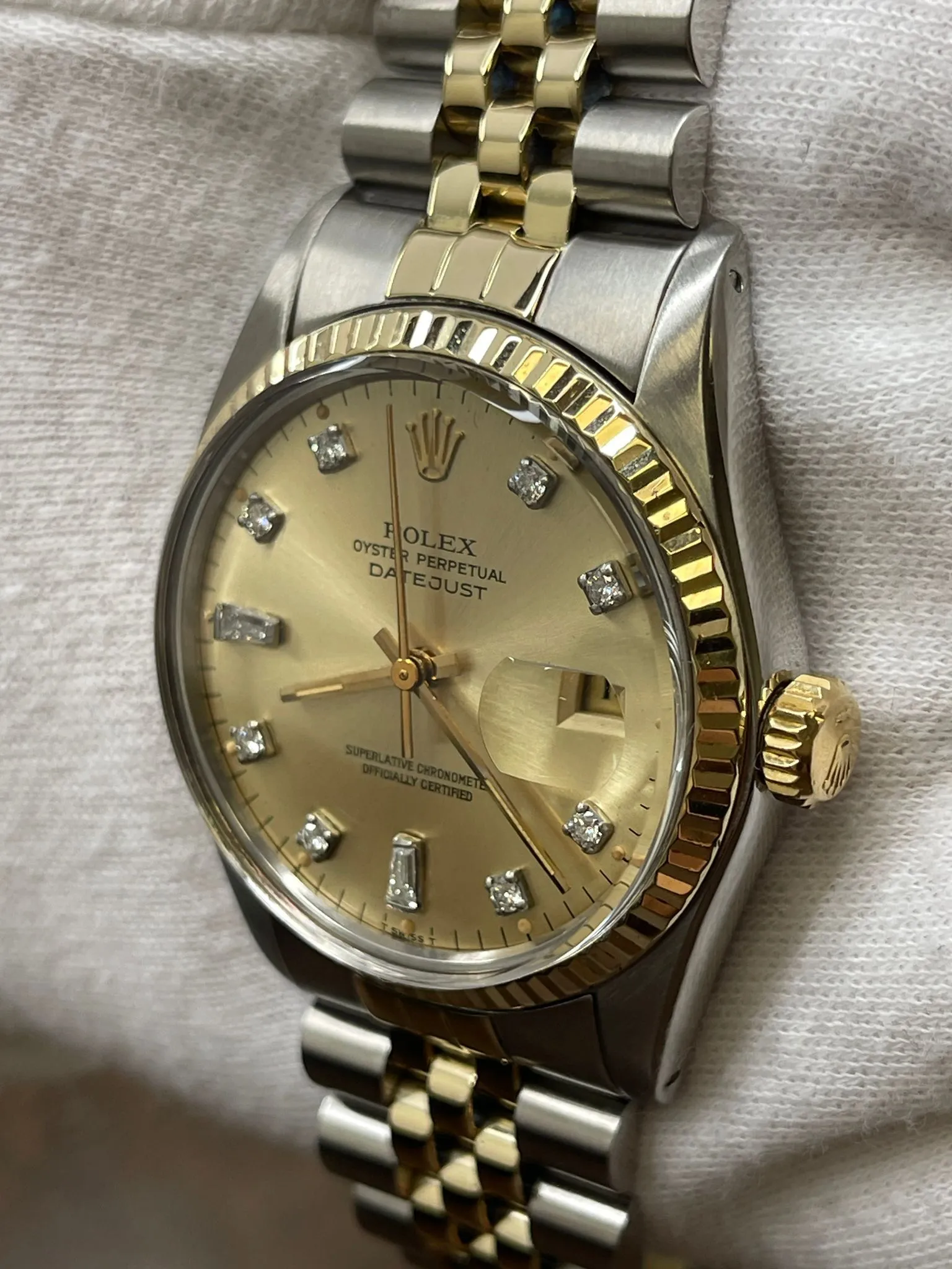 Rolex Datejust 36mm 16013 Custom Champagne Diamond Dial Automatic Watch