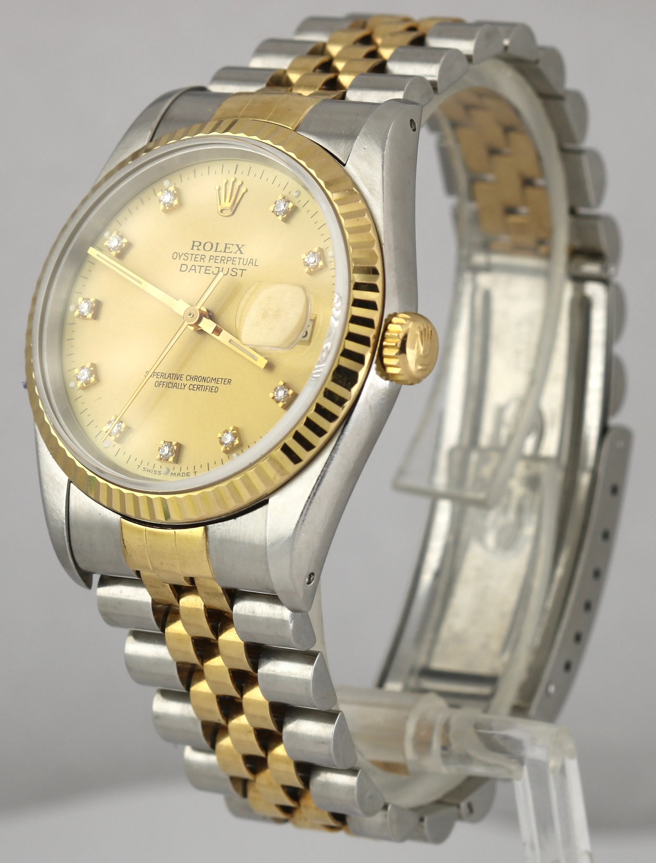 Rolex DateJust 36mm TwoTone CHAMPAGNE DIAMOND 18K Gold Steel Jubilee Watch 16233
