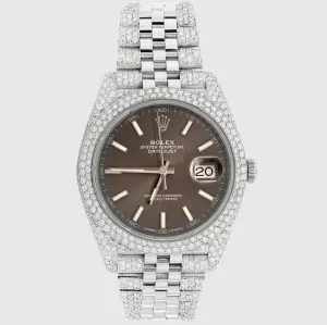 Rolex DateJust 41mm Diamond Stainless Steel Brown Dial Watch