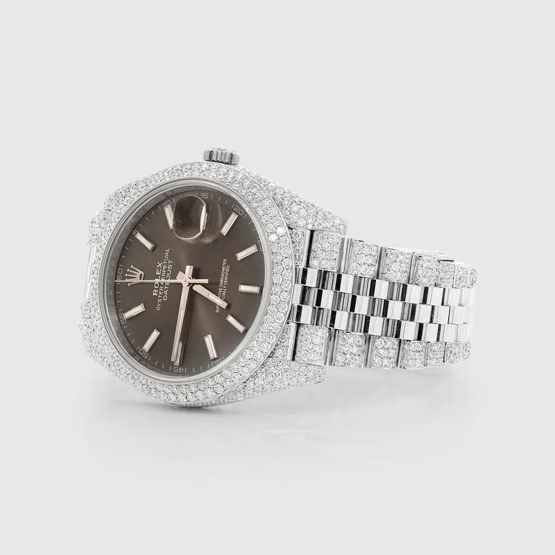 Rolex DateJust 41mm Diamond Stainless Steel Brown Dial Watch