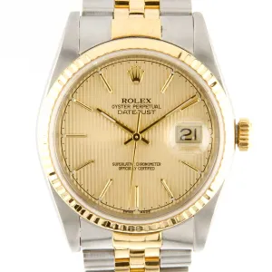Rolex Datejust SS/18K with Champagne Tapestry Dial