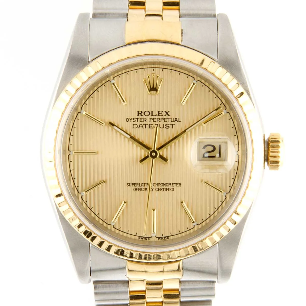 Rolex Datejust SS/18K with Champagne Tapestry Dial