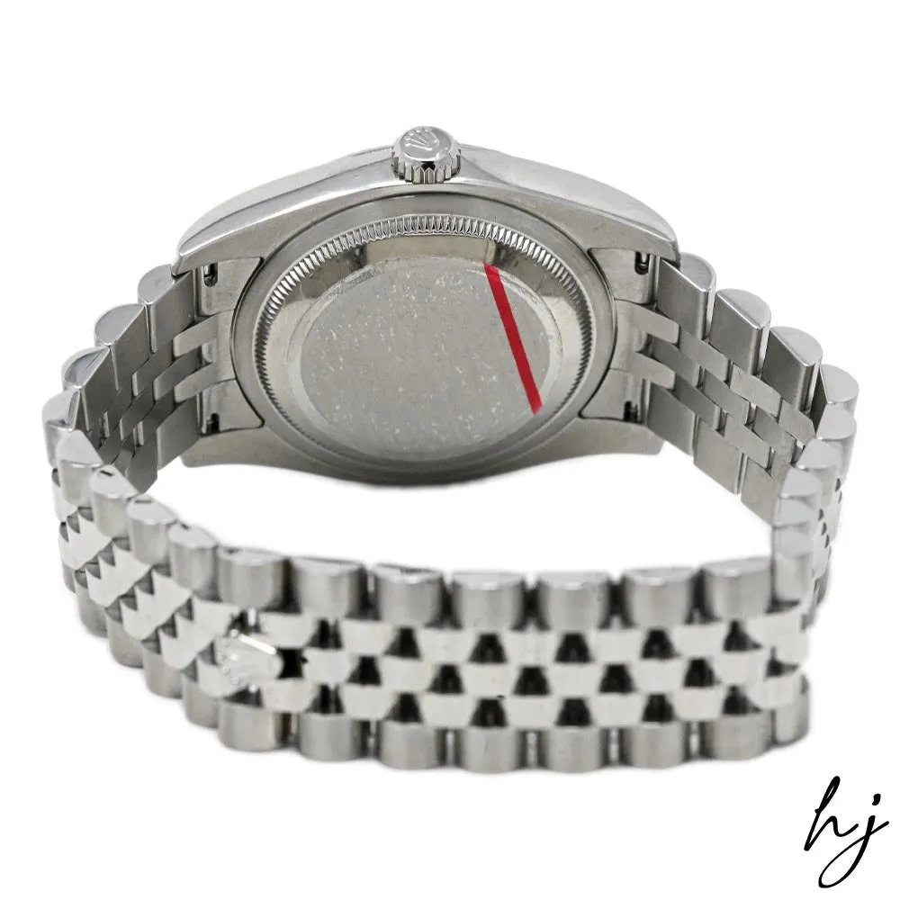 Rolex Datejust Stainless Steel 36mm Silver "Jubilee Design" Diamond Dial Watch Reference #: 116234