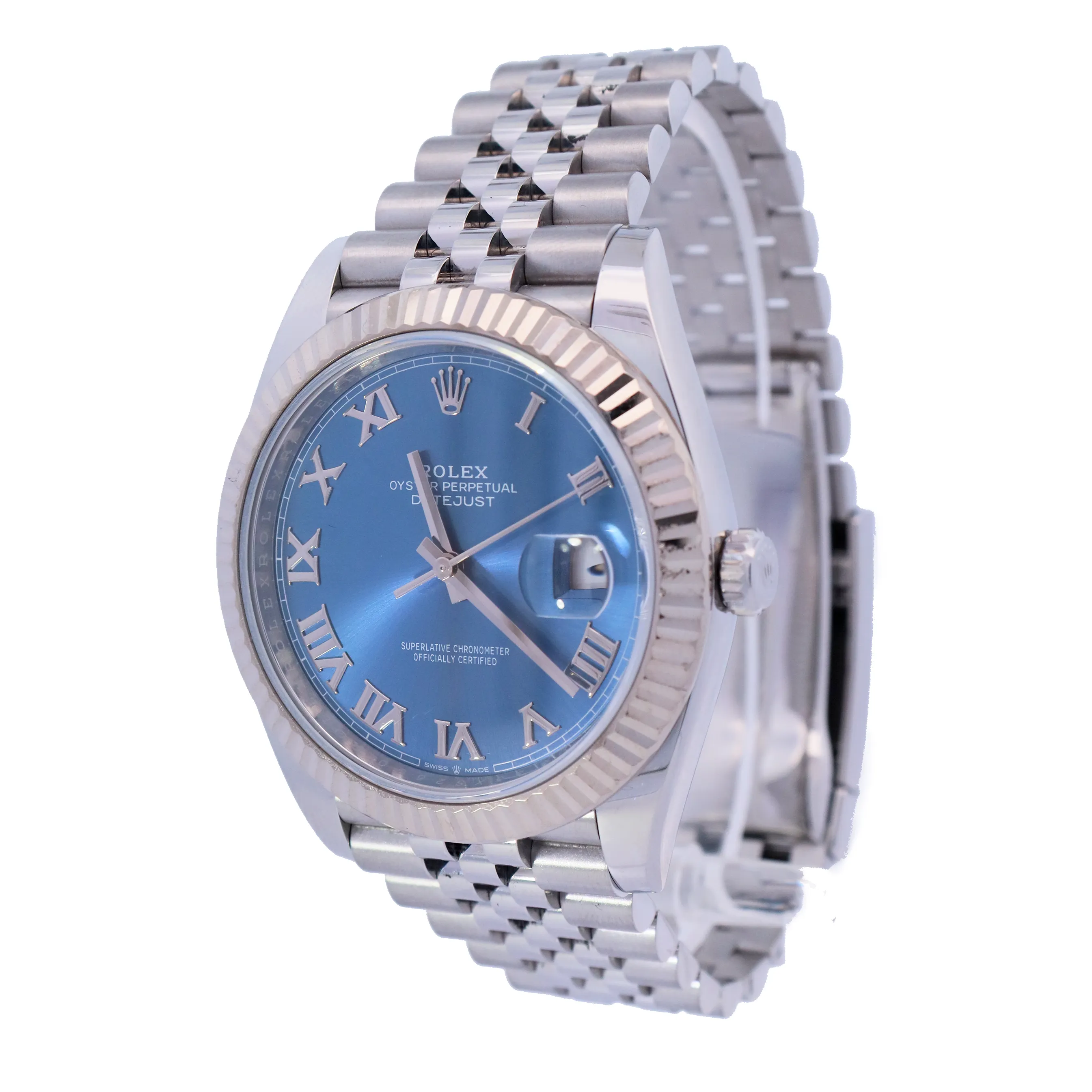 Rolex Datejust Stainless Steel 41mm Blue Roman Dial Watch | Ref# 126334