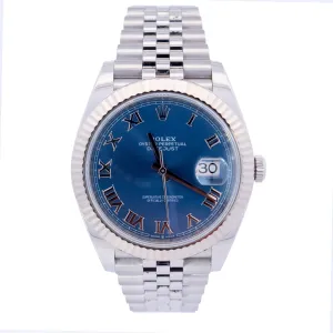 Rolex Datejust Stainless Steel 41mm Blue Roman Dial Watch | Ref# 126334
