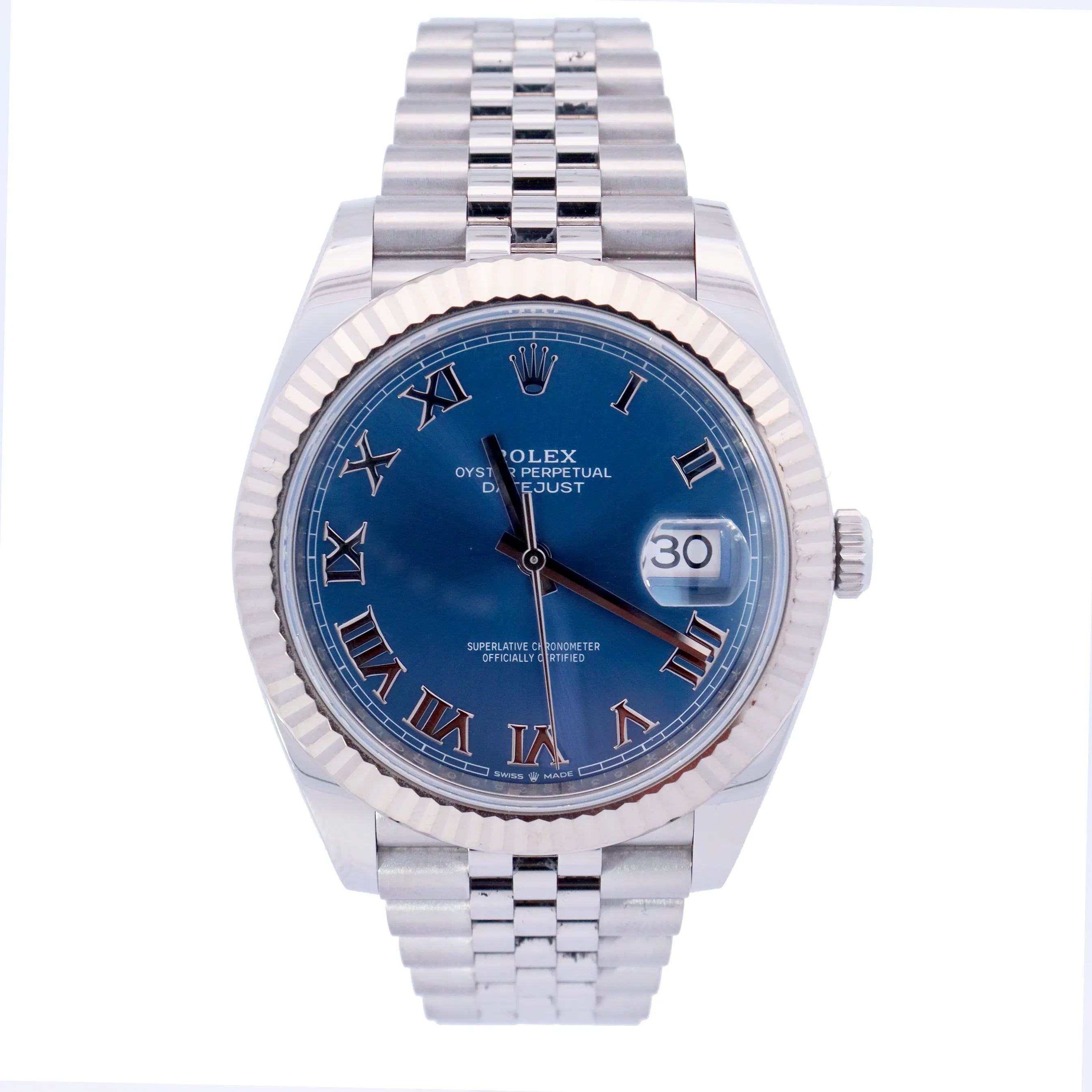 Rolex Datejust Stainless Steel 41mm Blue Roman Dial Watch | Ref# 126334