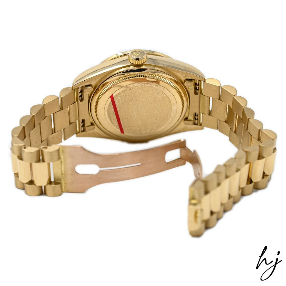 Rolex Day-Date 18K Yellow Gold 36mm Silver Diamond Dial Watch ALL FACTORY! Reference #: 18038