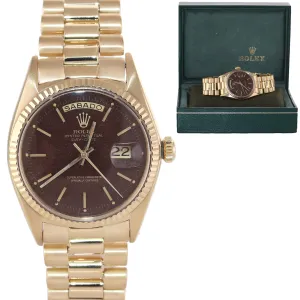 Rolex Day-Date President 1803 Brown Confetti Fluted Day Date Yellow Gold Watch
