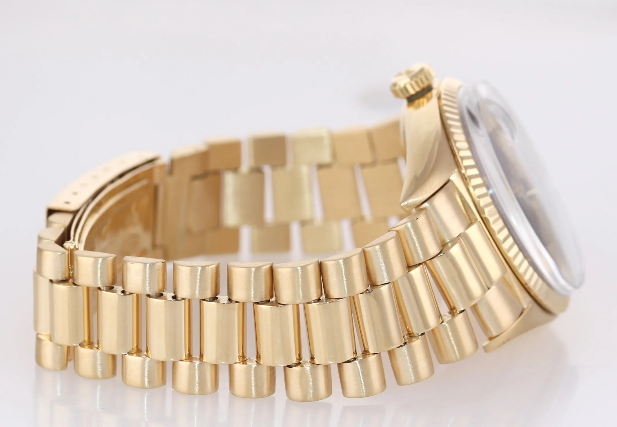 Rolex Day-Date President 1803 Brown Confetti Fluted Day Date Yellow Gold Watch