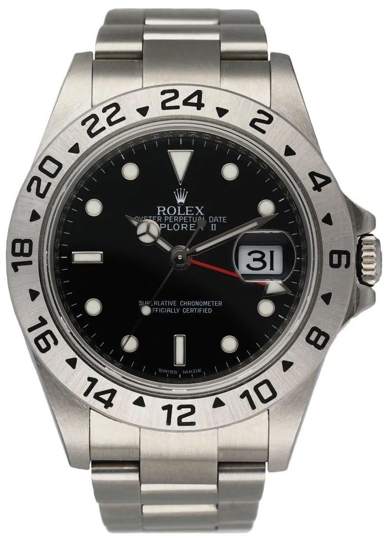 Rolex Explorer II 16570 Engraved Rehaut Men's Watch Box & Papers