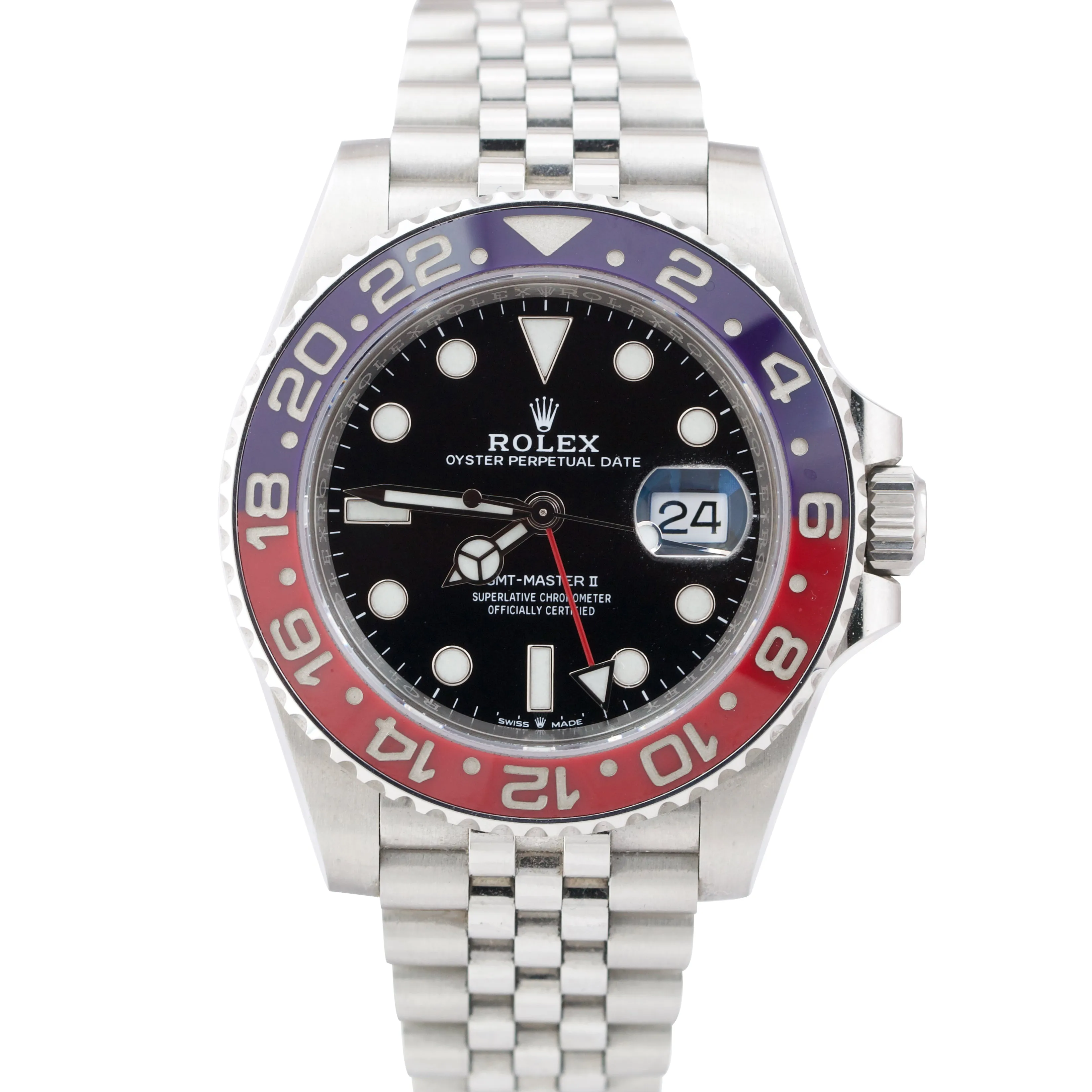 Rolex GMT-Master II PEPSI Red / Blue 40mm Jubilee Steel Watch 126710 BLRO B P