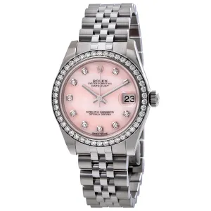 Rolex Lady Datejust 31 Pink Mother of Pearl Diamond Dial Steel and 18K White Gold Watch 178384PMDJ