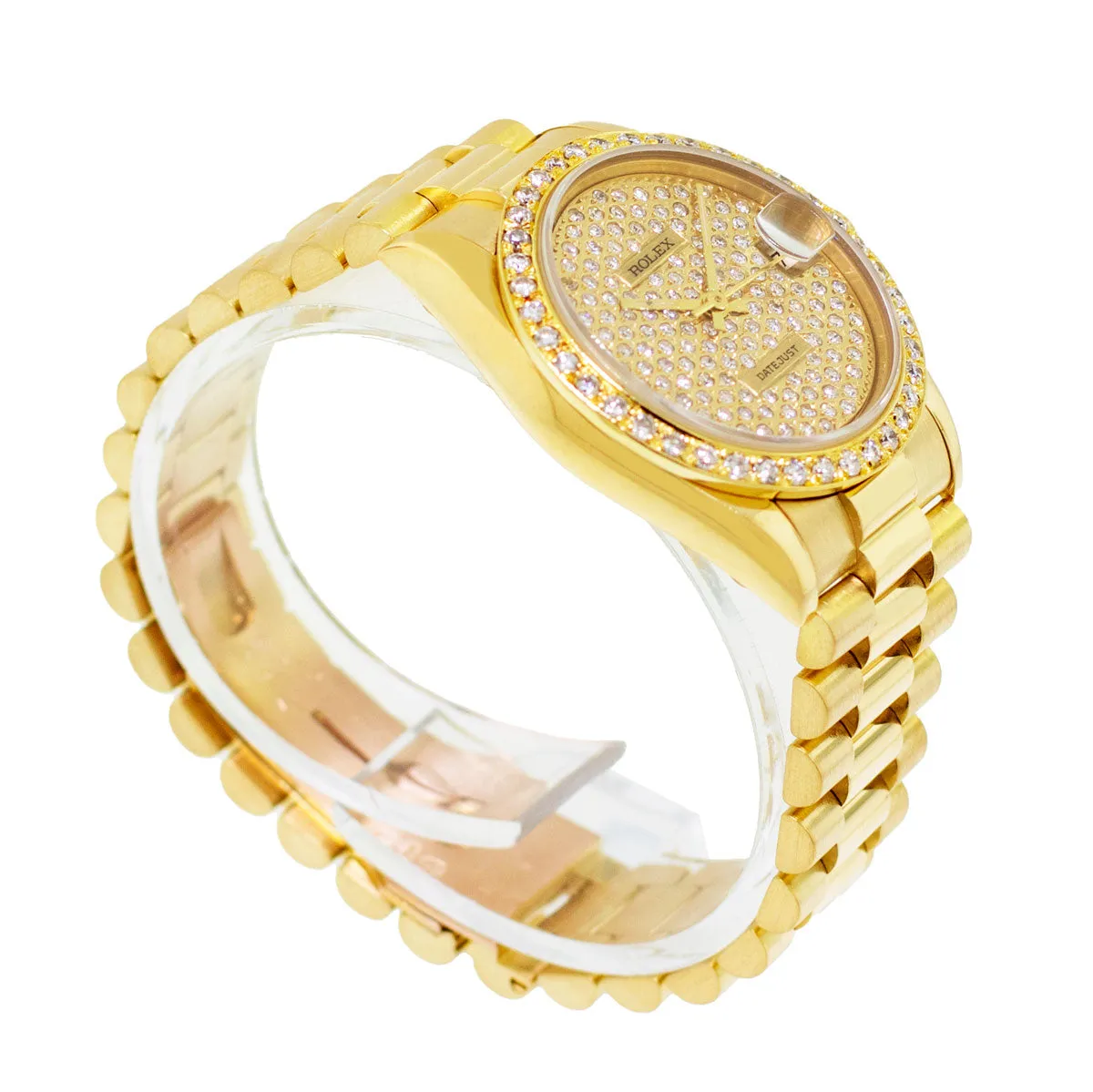 Rolex Lady-Datejust 31mm Yellow Gold Diamond Dial & Diamond Bezel 68278