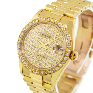 Rolex Lady-Datejust 31mm Yellow Gold Diamond Dial & Diamond Bezel 68278