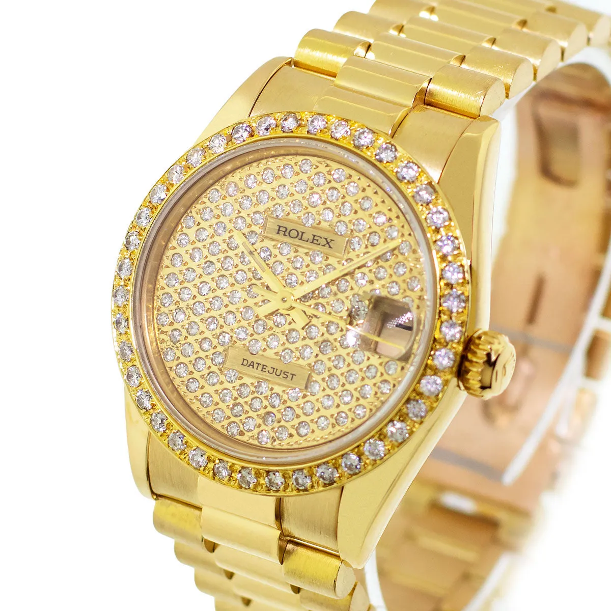 Rolex Lady-Datejust 31mm Yellow Gold Diamond Dial & Diamond Bezel 68278