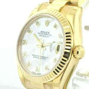 Rolex Lady-Datejust 31mm Yellow Gold Mother of Pearl Diamond Dial 178278MDP