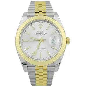 Rolex Men's Datejust 41 18K Yellow Gold & Steel 41mm Silver Stick Dial Watch Reference #: 126333