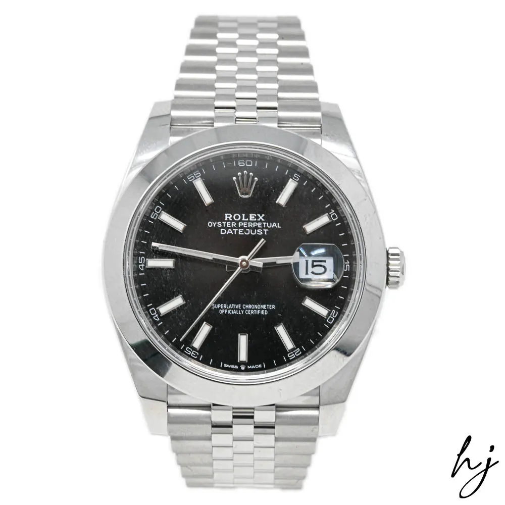 Rolex Men's Datejust 41 Stainless Steel 41mm Black Stick Dial Watch Reference #: 126300