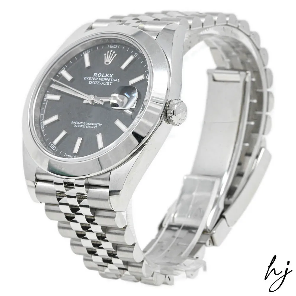 Rolex Men's Datejust 41 Stainless Steel 41mm Black Stick Dial Watch Reference #: 126300