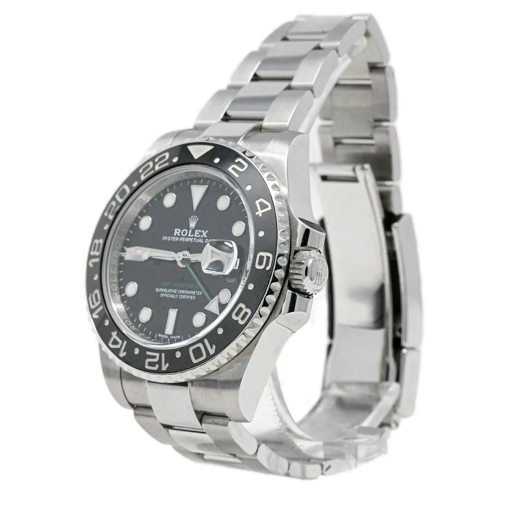 Rolex Men's GMT-MASTER II Stainless Steel 40mm Black Dot Dial Watch Reference #: 116710LN