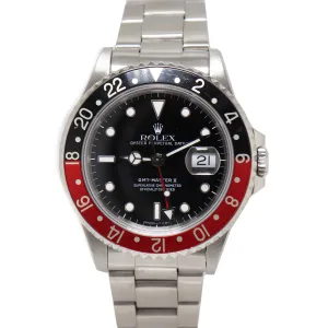 Rolex Men's GMT Master Stainless Steel 40mm Black Dot Dial Watch Reference# 16710
