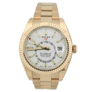 Rolex Men's Sky-Dweller 18K Everose Gold 42mm White Stick Dial Watch Reference #: 326935
