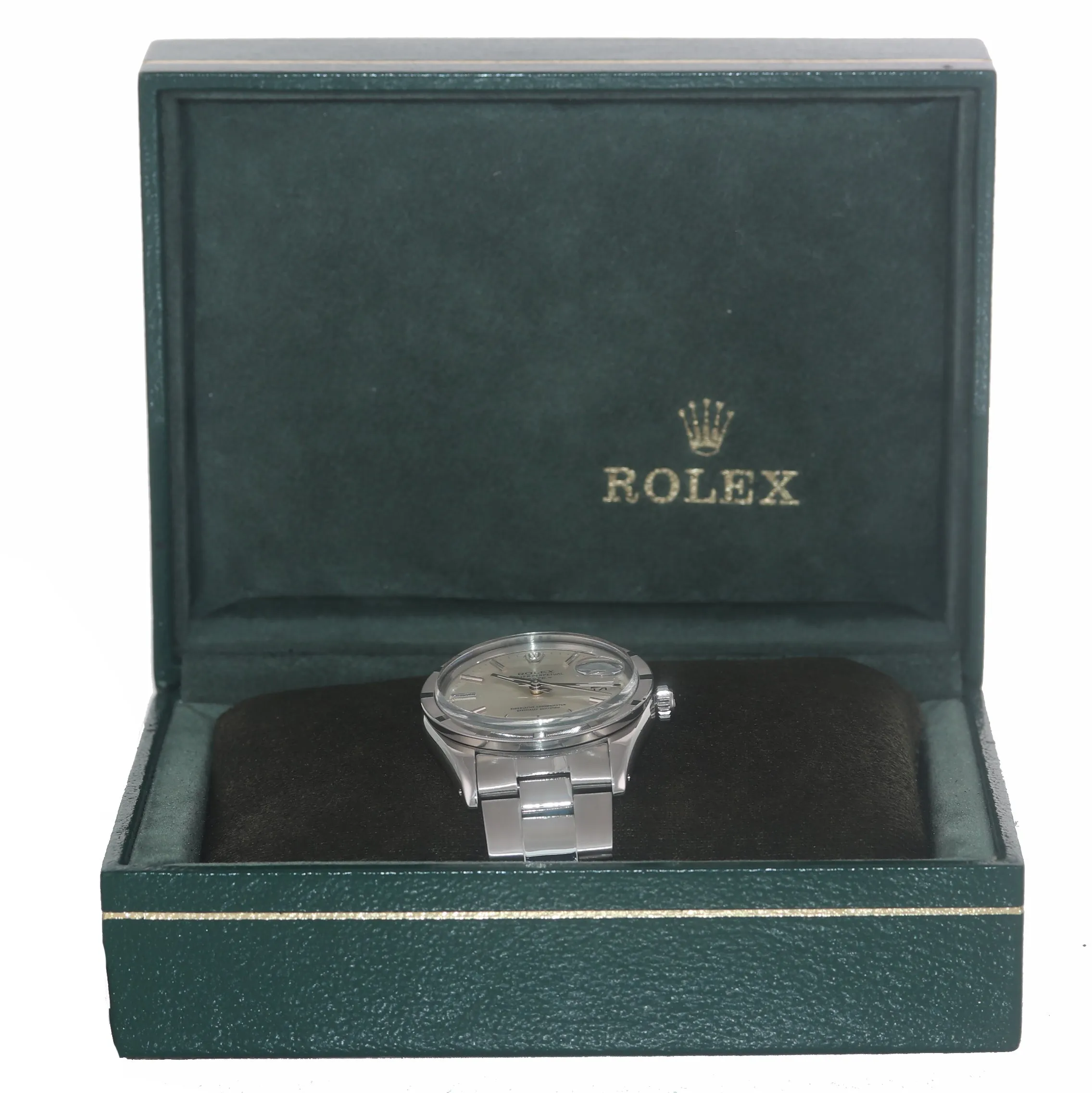 Rolex Oyster Date 15010 Steel Silver Stick Oyster Band Watch Box