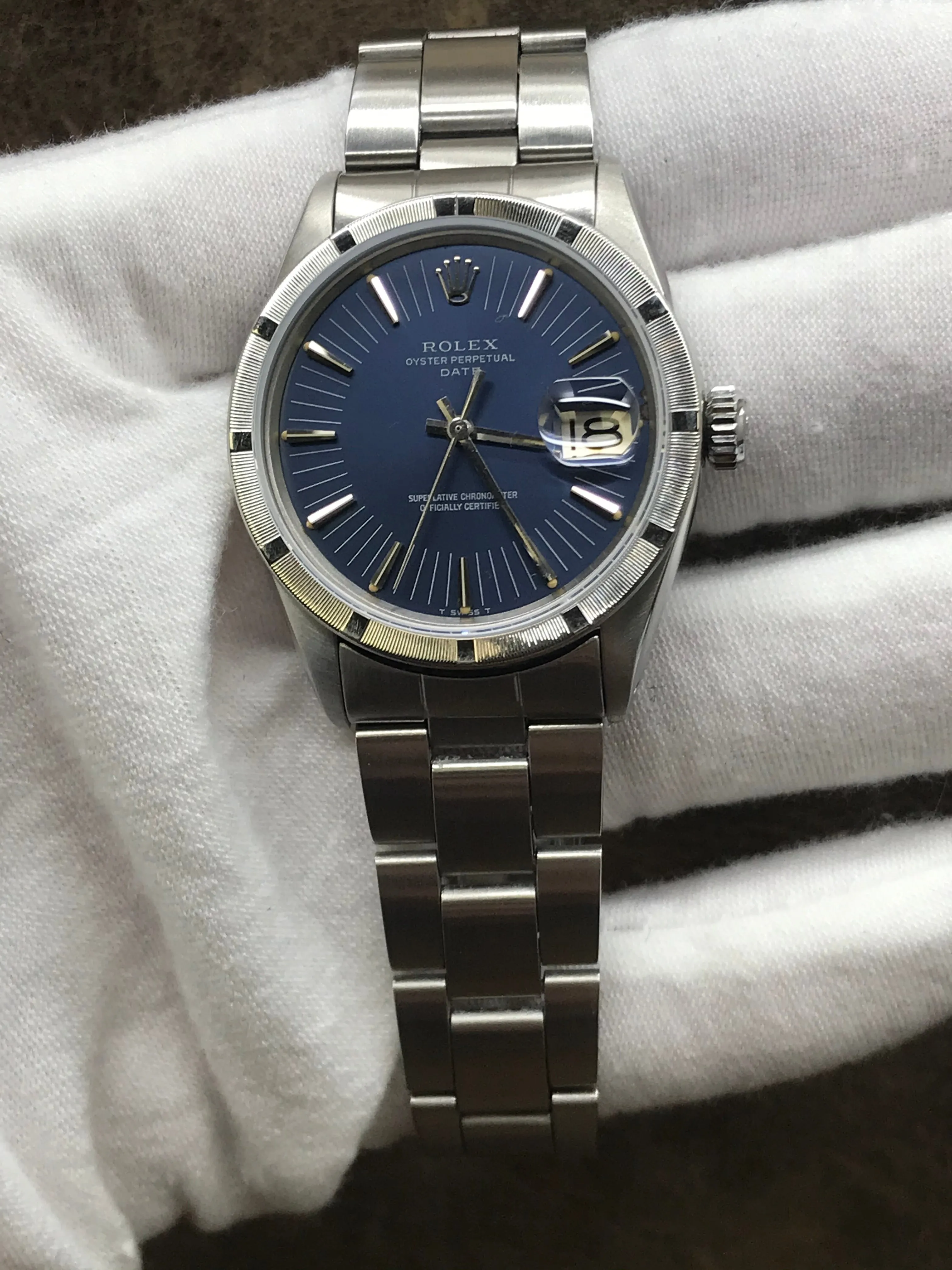 Rolex Oyster Perpetual Date 34mm 1501 Blue Dial Automatic Watch