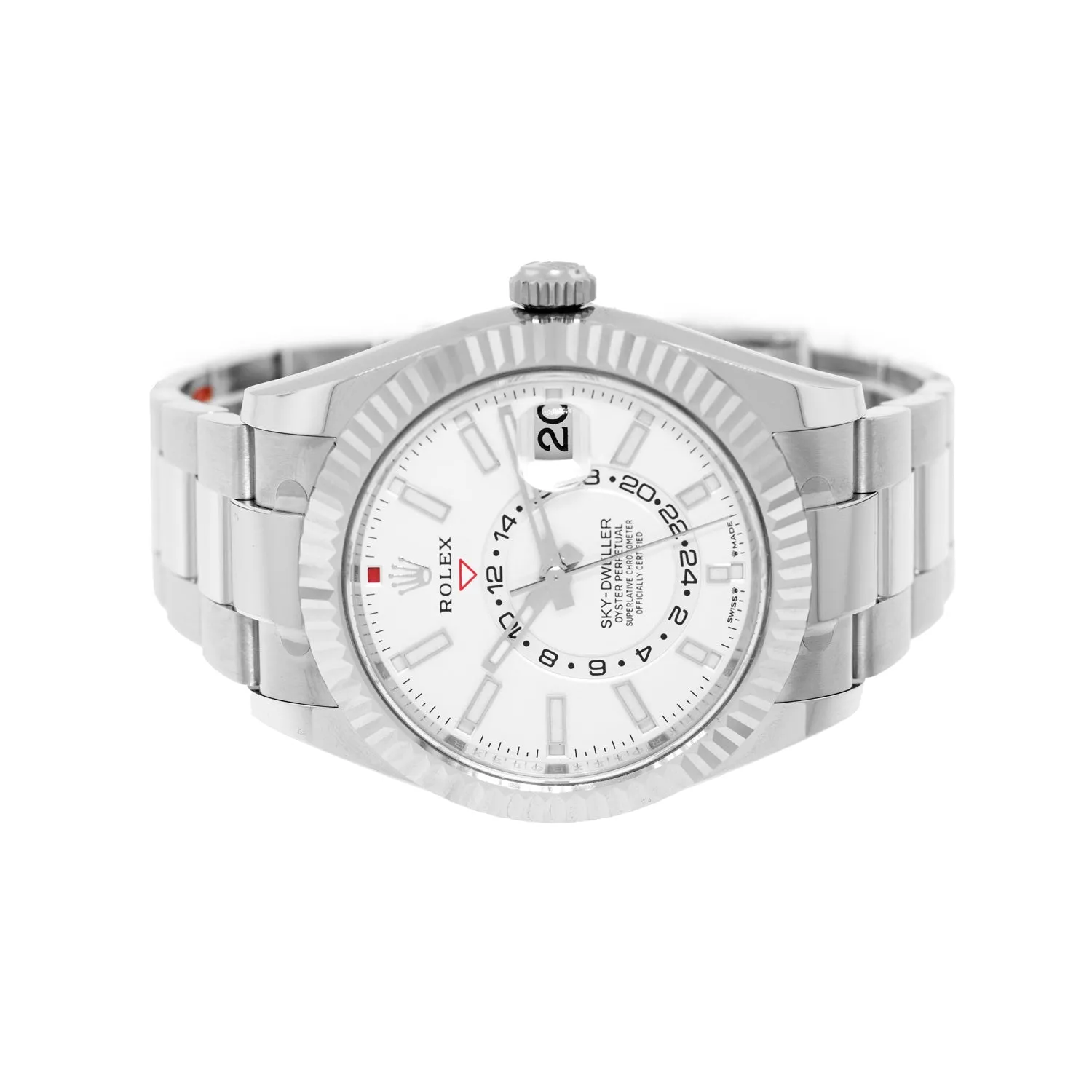 Rolex Sky-Dweller 42mm White Gold & Steel White Index Dial & Fluted Bezel 336934