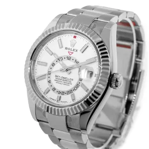 Rolex Sky-Dweller 42mm White Gold & Steel White Index Dial & Fluted Bezel 336934