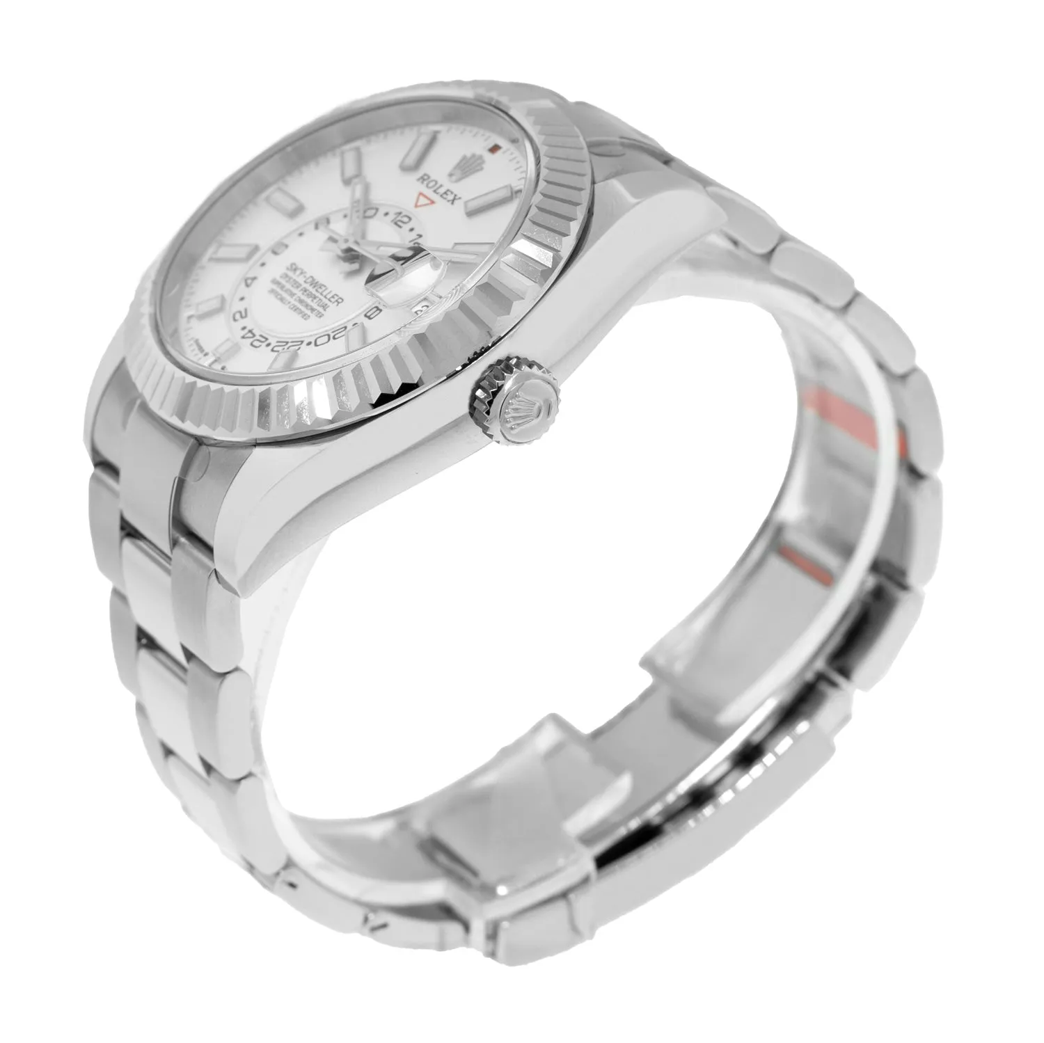 Rolex Sky-Dweller 42mm White Gold & Steel White Index Dial & Fluted Bezel 336934