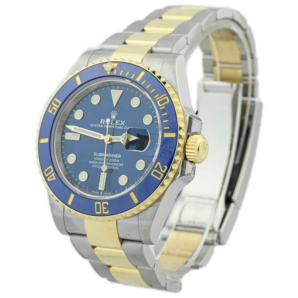 Rolex Submariner Date 18K Yellow Gold & Steel 41mm Blue Dot Dial Watch Ref# 126613LB