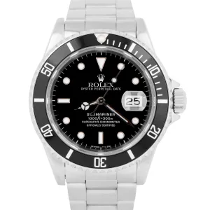 Rolex Submariner Date Black Stainless Steel Automatic Oyster Watch 16610