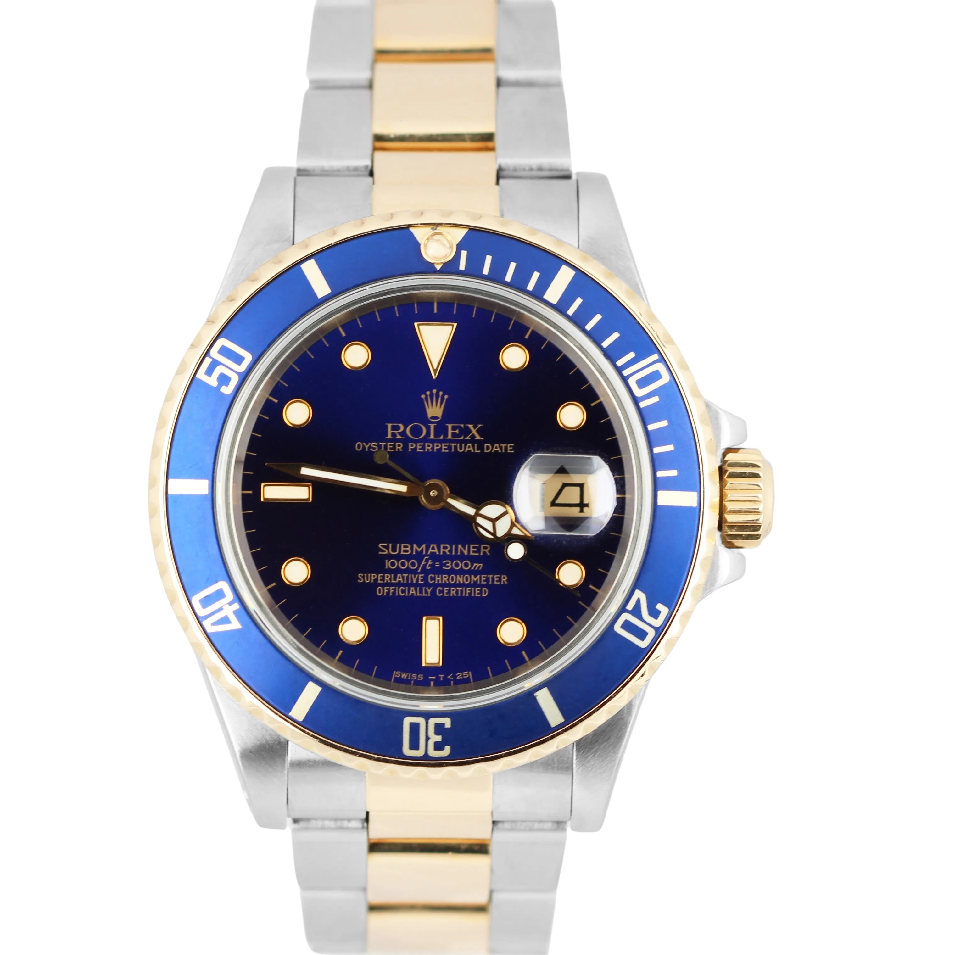 Rolex Submariner Date Two-Tone 18k Gold Stainless Steel Blue 40mm 16803 Watch