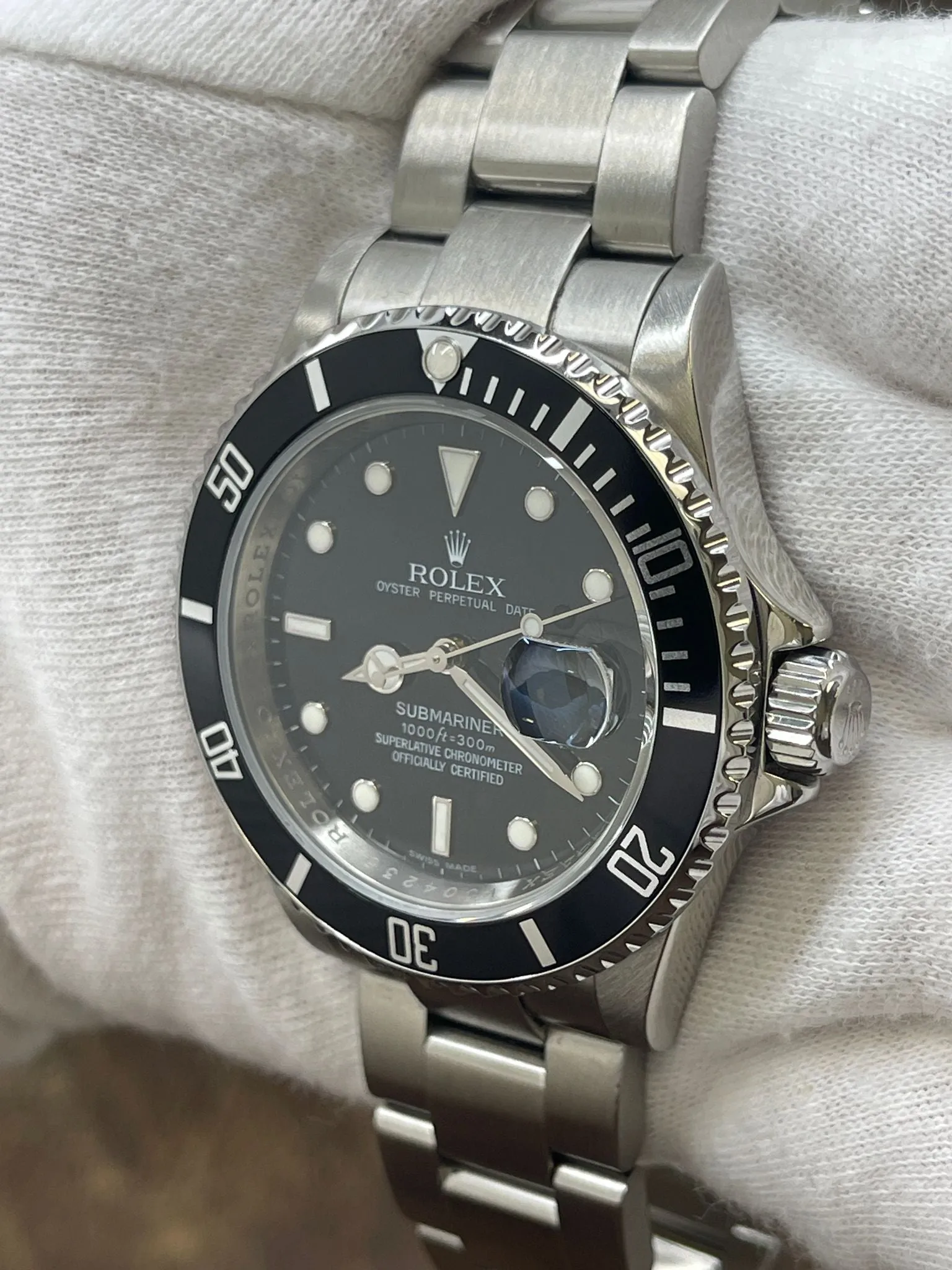 Rolex Submariner Date V Serial Engraved 16610 Black Dial Automatic Men's Watch