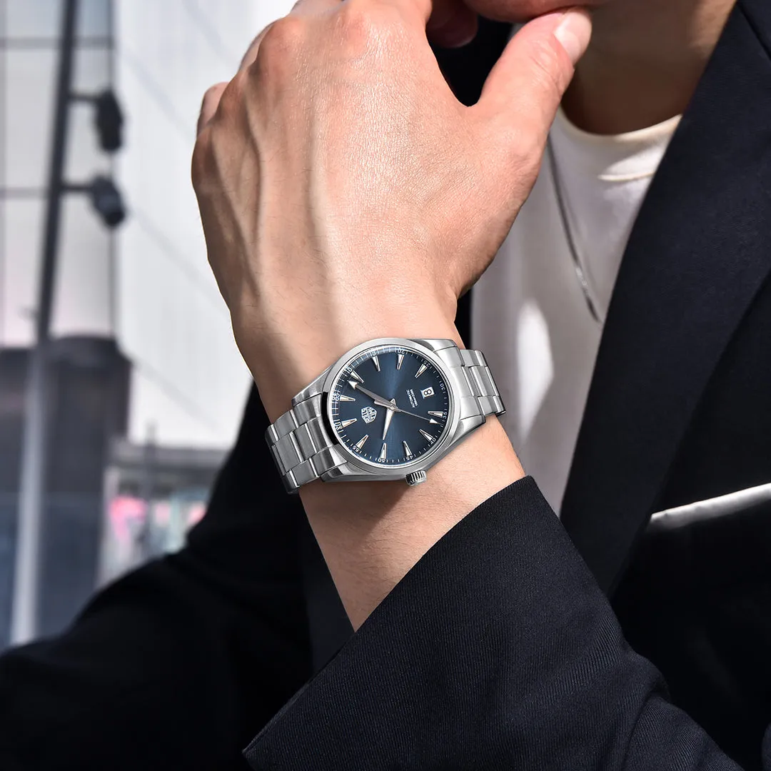 RollsTimi RT-7912 Automatic Men's Watches 38.6mm Stainless Steel Mechanical 100M Waterproof Wrist Watch for Men, TMI NH35 Movt, Sapphire Dial Glass