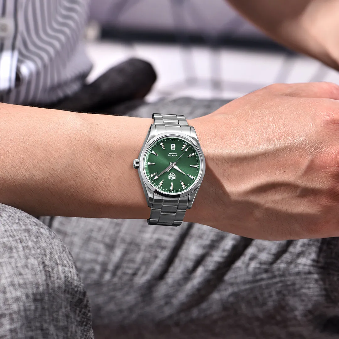 RollsTimi RT-7912 Automatic Men's Watches 38.6mm Stainless Steel Mechanical 100M Waterproof Wrist Watch for Men, TMI NH35 Movt, Sapphire Dial Glass