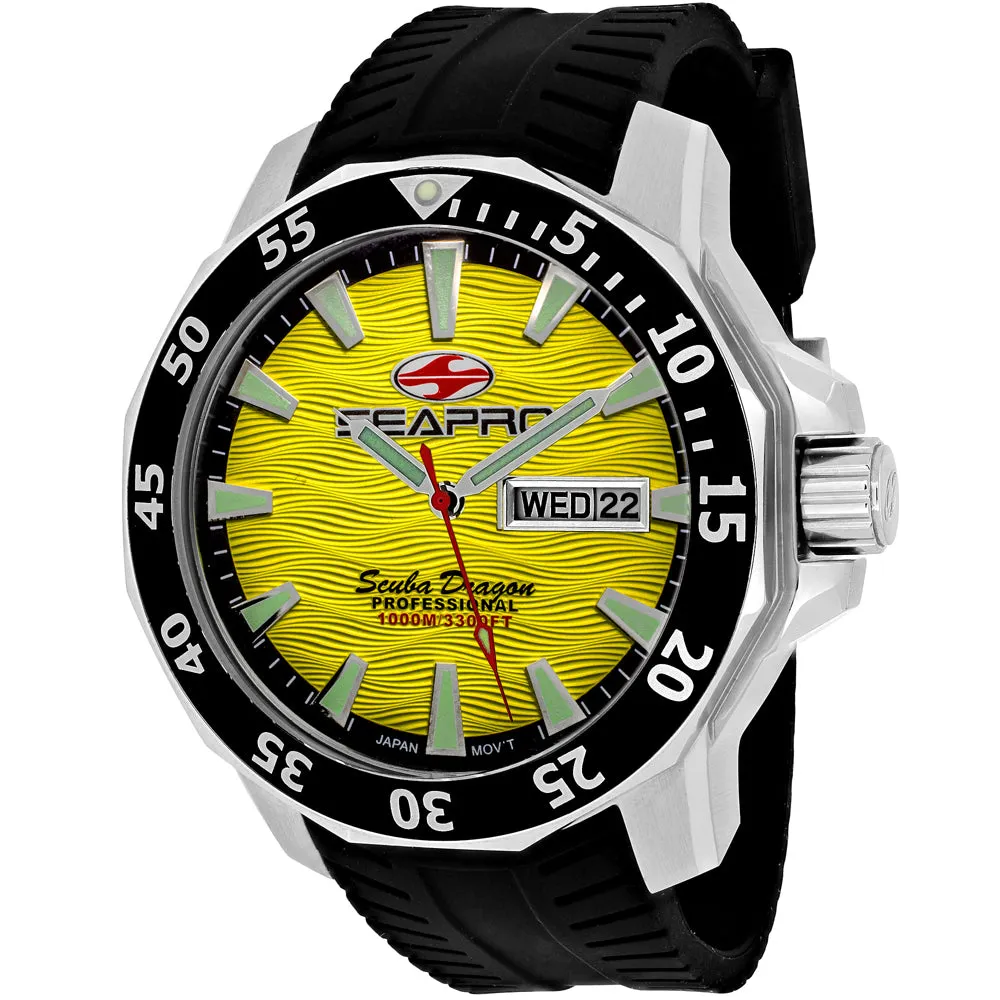 Seapro Men's Scuba Dragon Diver Limited Edition 1000 Meters Yellow Dial Watch - SP8313