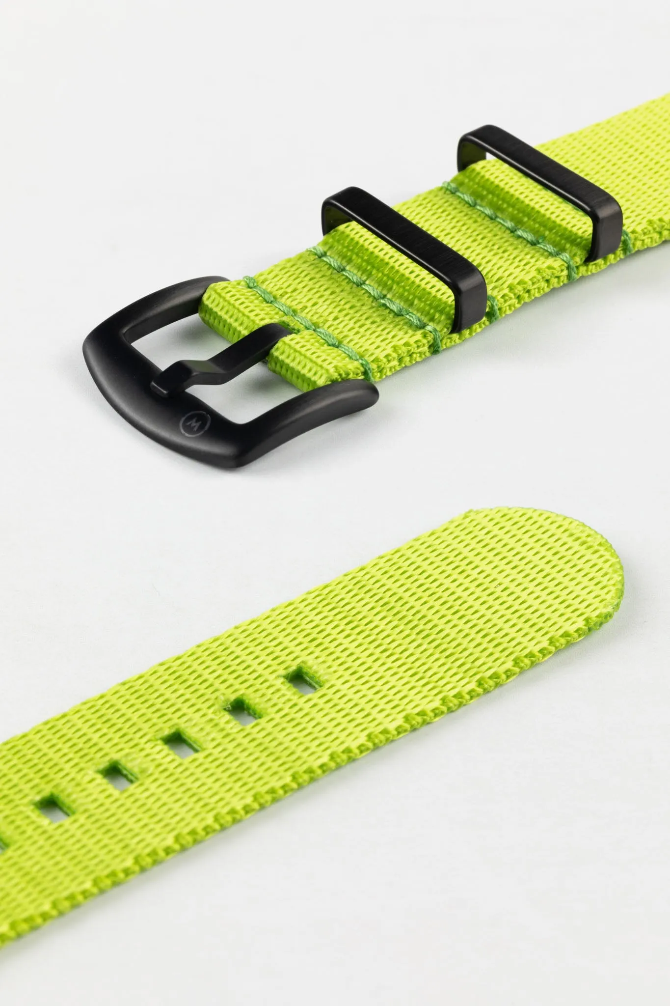 Seatbelt Nylon Watch Strap in LIME GREEN with BLACK PVD Hardware