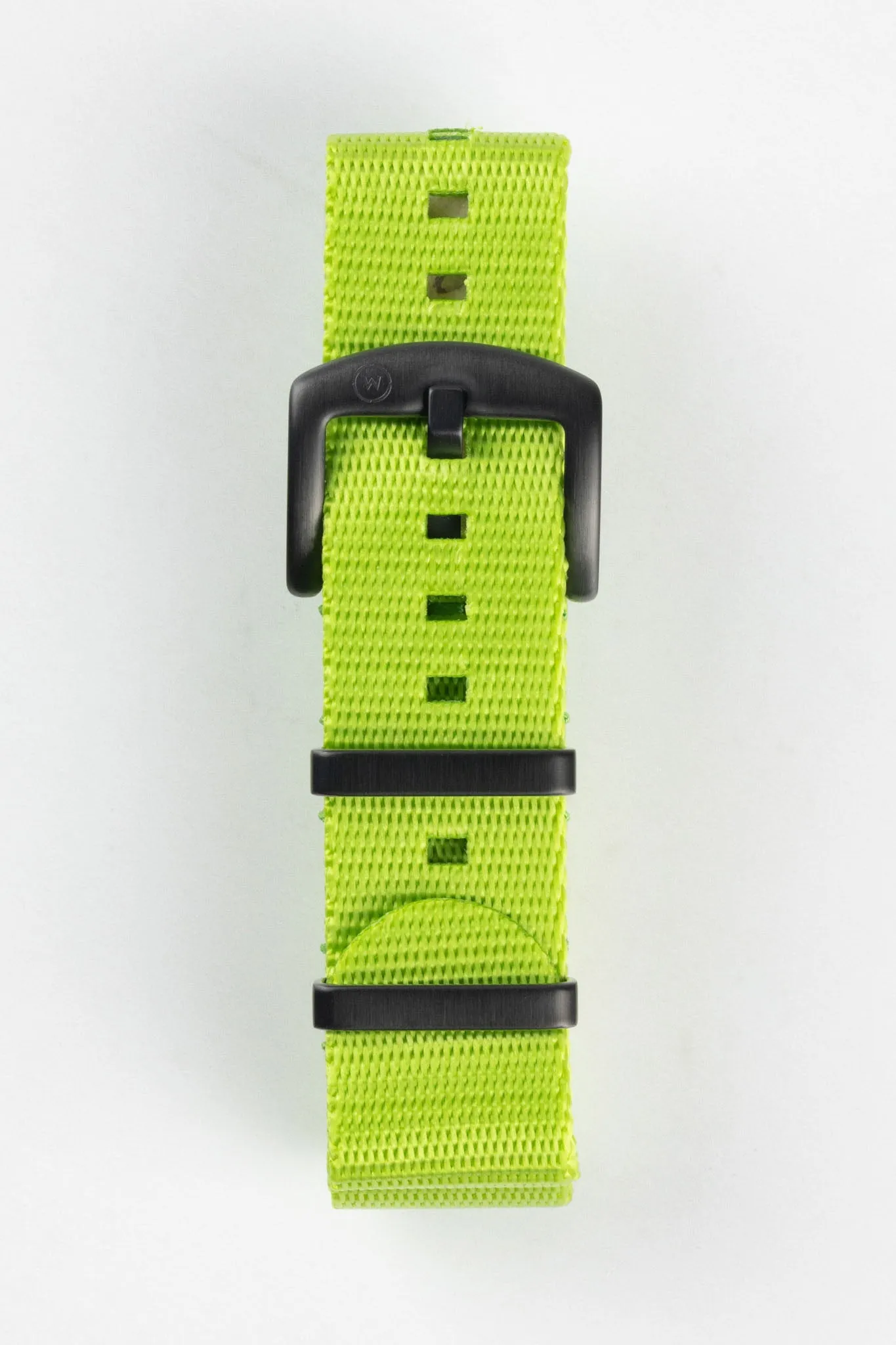 Seatbelt Nylon Watch Strap in LIME GREEN with BLACK PVD Hardware