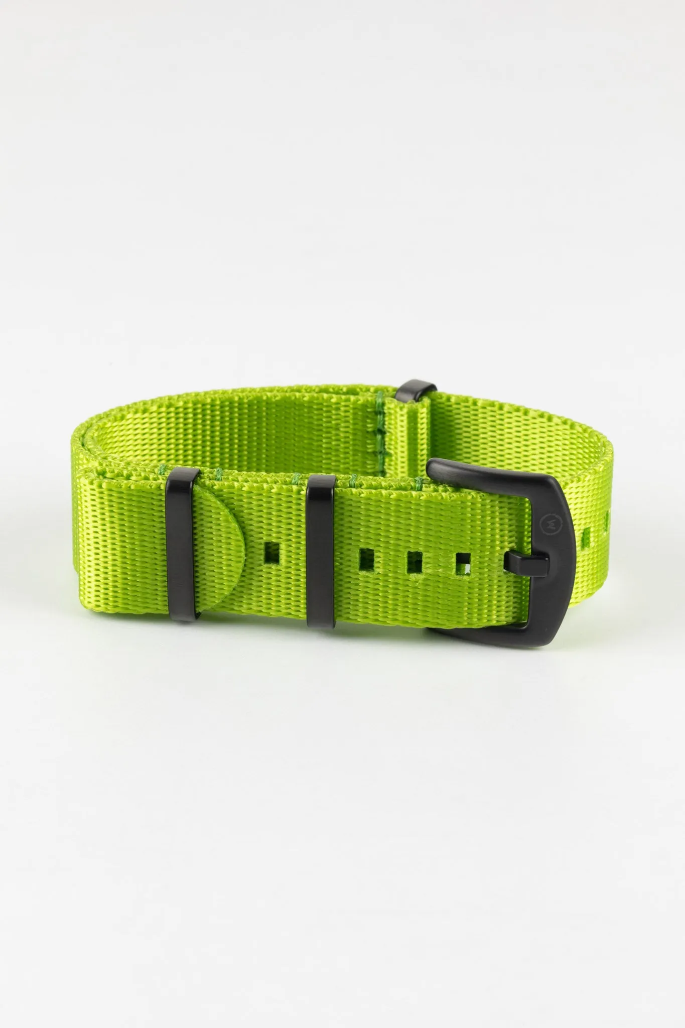 Seatbelt Nylon Watch Strap in LIME GREEN with BLACK PVD Hardware