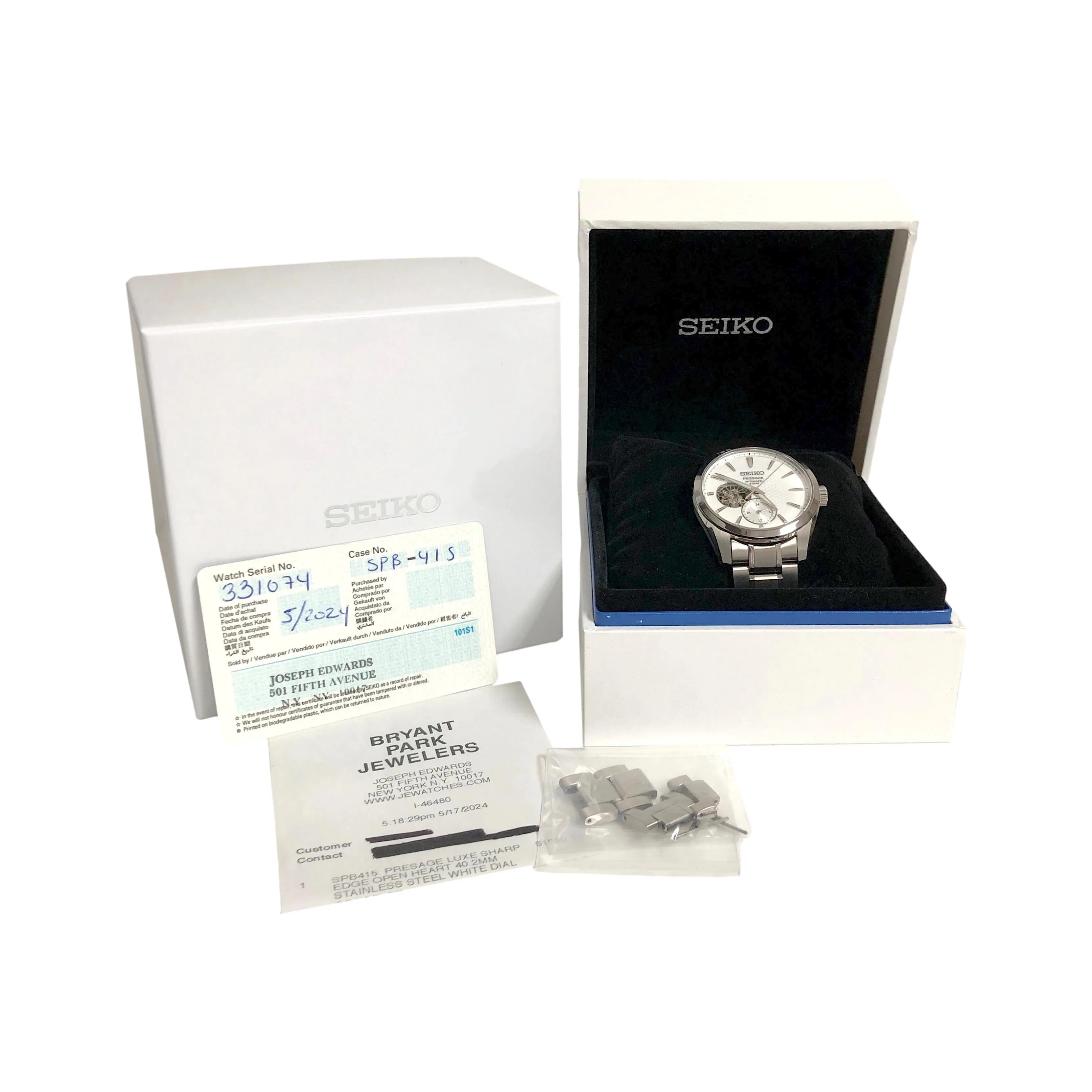 Seiko Presage SPB415 Automatic Watch with Open-Heart Design and Sub-Dial